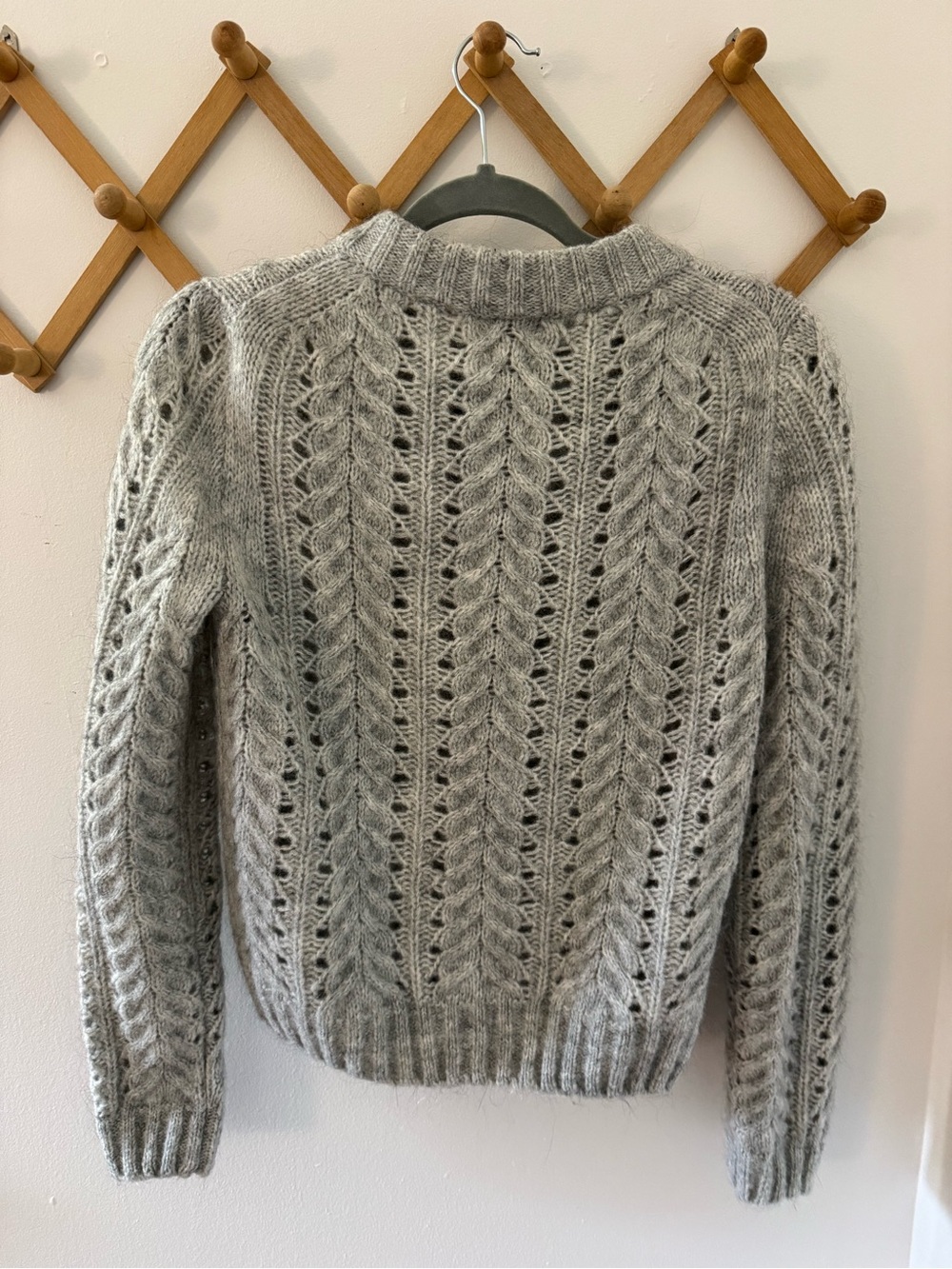 Point Sur Wool Blend Gray Cable Knit Button-Up Cardigan - Picture 3 of 4